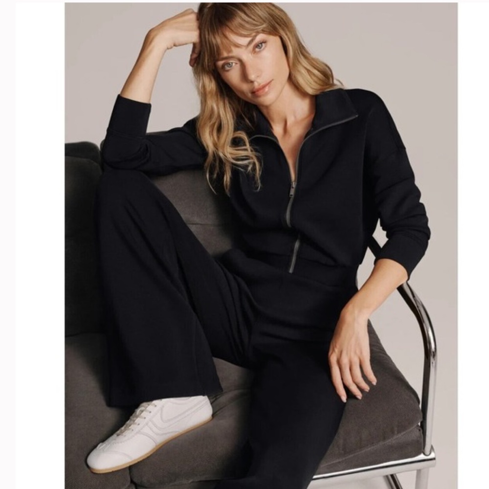 SPANX Black Zip-Front Track Jumpsuit